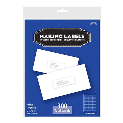 White Address Labels 1″ X 2 5/8″ (300/Pack)